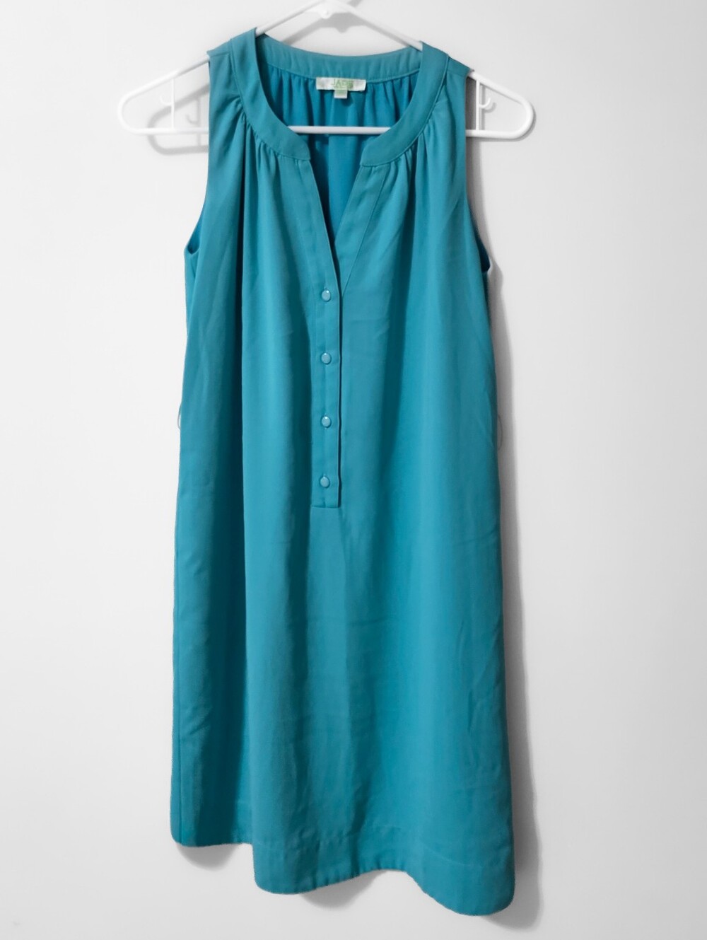 Jade Button-Front Teal Shift Dress Size XS